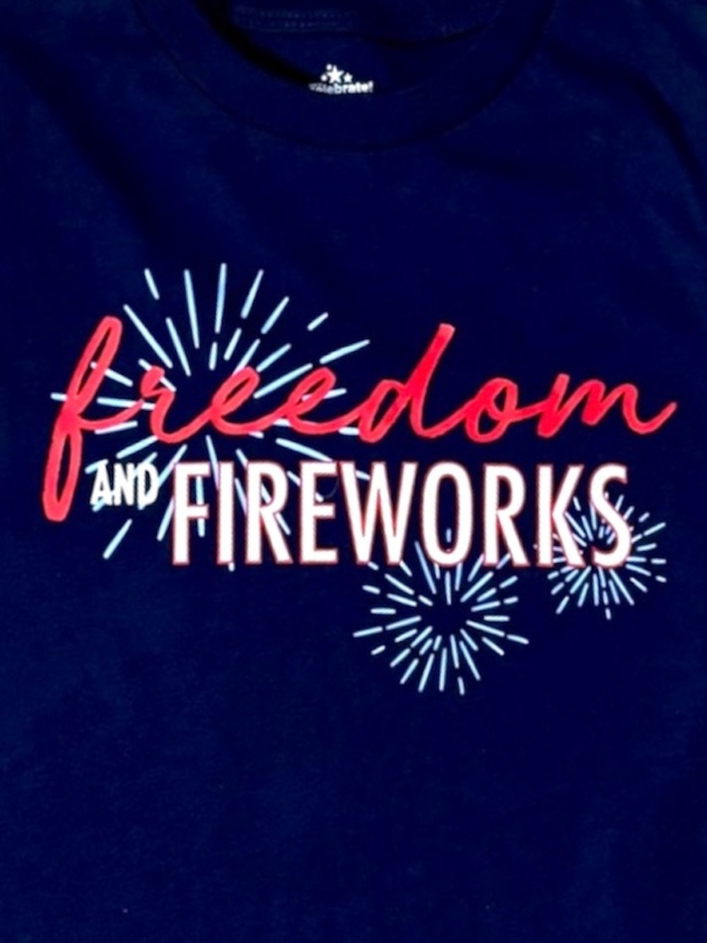 Way to Celebrate Girls Navy Blue “Freedom and Fireworks” Tee S (6/7) - Picture 2 of 4